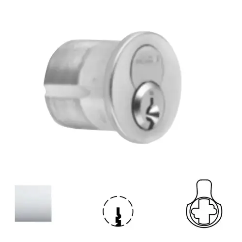 1080 Series IC Mortise Cylinder Bright Polished Chrome