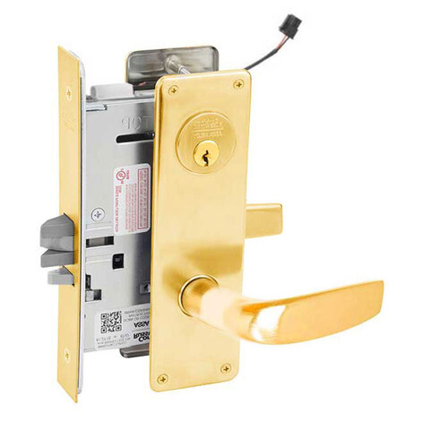 ML20932 Mortise Electrified Lever Lockset Bright Polished Brass