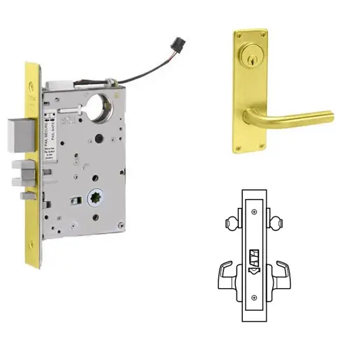 ML20932 Mortise Electrified Lever Lockset Bright Polished Brass