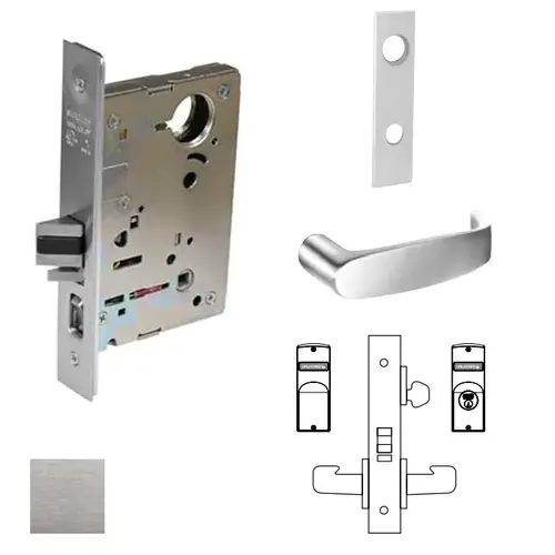 8200 Series 8237 Classroom Lockset Less Cylinder Satin Chrome