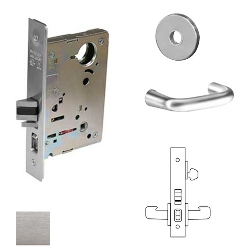 8200 Series 8255 Office/Entry Lockset Less Cylinder Satin Chrome