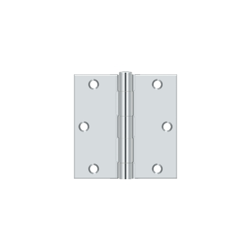 3-1/2" x 3-1/2" Square Corner Hinge Pair Bright Polished Chrome