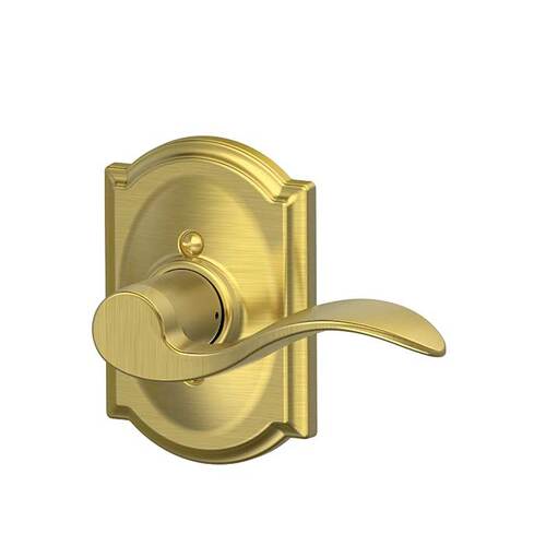 F170 Accent Lever Single Dummy Trim With Camelot Trim Satin Brass