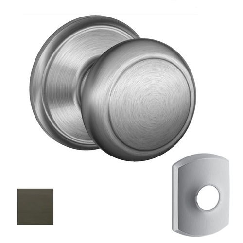 F170 Andover Knob Single Dummy Trim With Greenwich Trim Aged Bronze