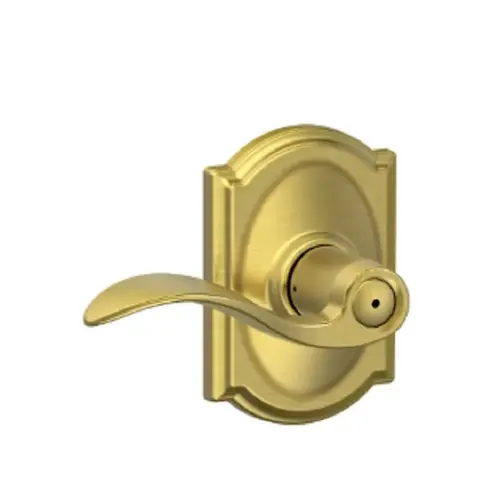 F40 Accent Lever Privacy Lock with Camelot Trim Satin Brass