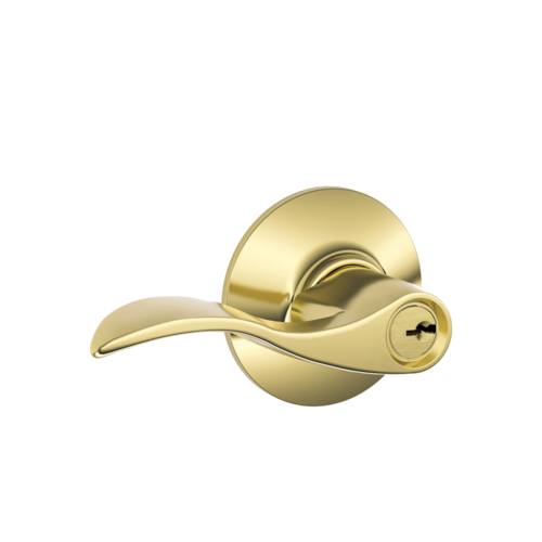 F51AF Accent Keyed Entry Lever Lock Bright Polished Brass