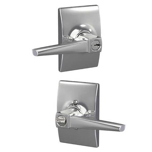 F51A Eller Keyed Entry Lever Lock With Century Trim Bright Polished Chrome