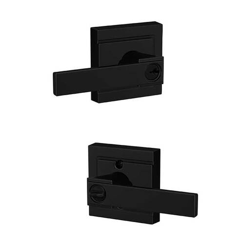 F51A Northbrook Keyed Entry Lever Lock with Upland Trim Matte Black