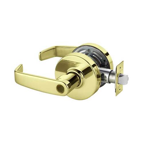 7 Line G37 Classroom Lever Lockset-Less Cylinder Bright Polished Brass