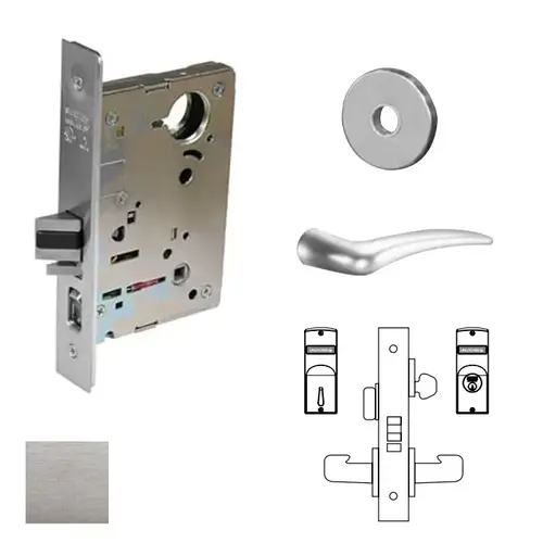 8200 Series 8205 Office/Entry Lockset Less Cylinder Satin Chrome