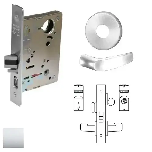 8200 Series 8205 Office/Entry Lockset Less Cylinder Bright Polished Chrome