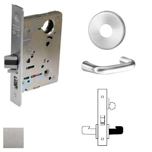 8200 Series 8205 Office/Entry Lockset Less Cylinder Satin Chrome