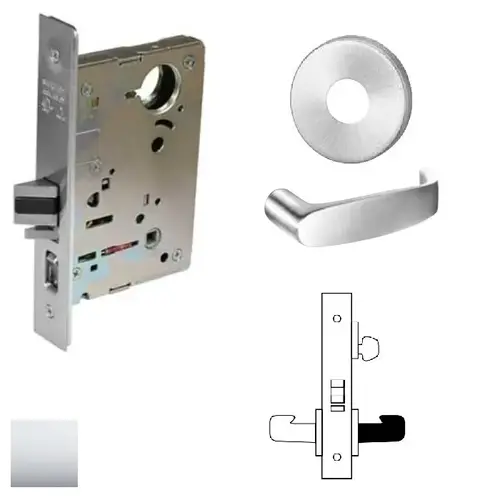 8200 Series 8205 Office/Entry Lockset Less Cylinder Bright Polished Chrome