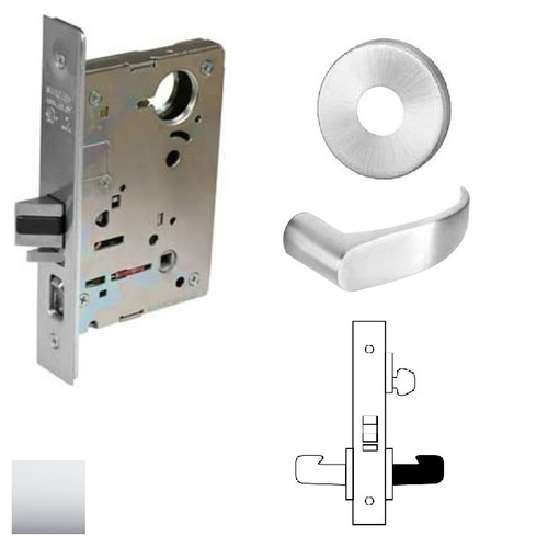 8200 Series 8205 Office/Entry Lockset Less Cylinder Bright Polished Chrome