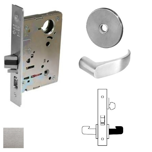 8200 Series 8205 Office/Entry Lockset Less Cylinder Satin Chrome