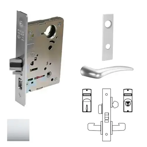 8200 Series 8205 Office/Entry Lockset Less Cylinder Bright Polished Chrome