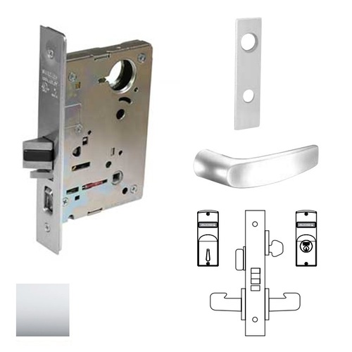 8200 Series 8205 Office/Entry Lockset Less Cylinder Bright Polished Chrome