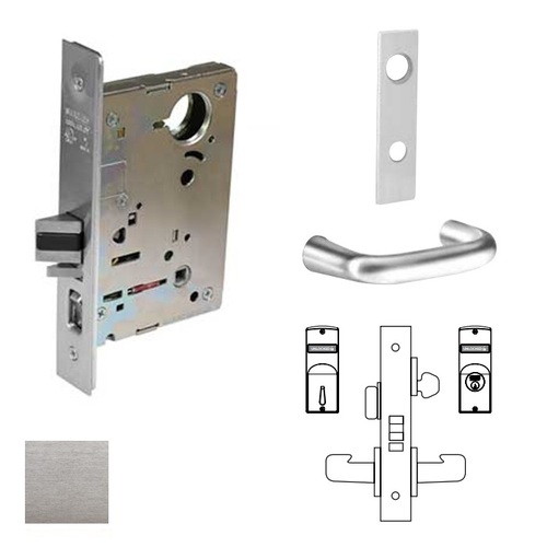 8200 Series 8205 Office/Entry Lockset Less Cylinder Satin Chrome