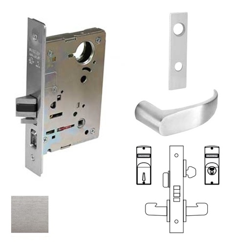 8200 Series 8205 Office/Entry Lockset Less Cylinder Satin Chrome