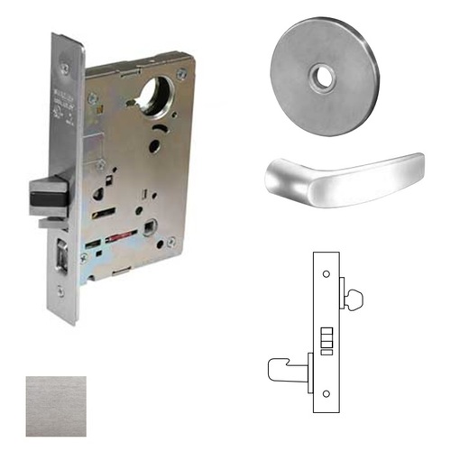 8200 Series 8206 Storeroom/Service Lockset Less Cylinder Satin Chrome