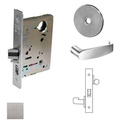 8200 Series 8206 Storeroom/Service Lockset Less Cylinder Satin Chrome