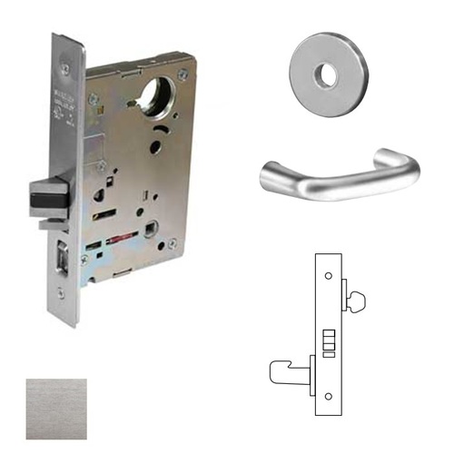 8200 Series 8206 Storeroom/Service Lockset Less Cylinder Satin Chrome