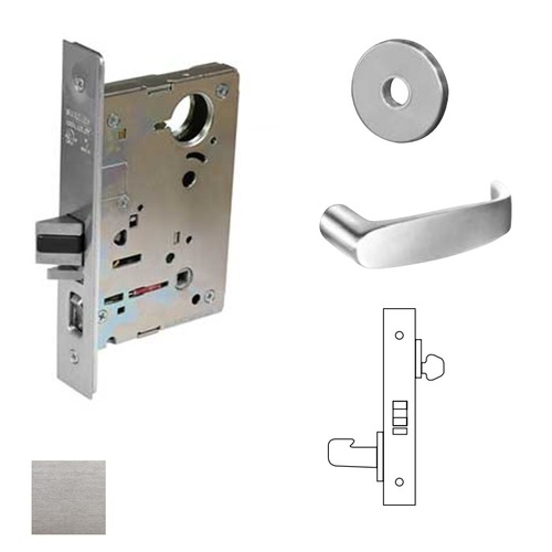 8200 Series 8206 Storeroom/Service Lockset Less Cylinder Satin Chrome