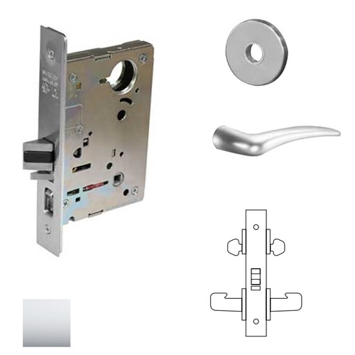 8200 Series 8216 Apartment/Exit/Public Toliet Lockset Less Cylinder Bright Polished Chrome