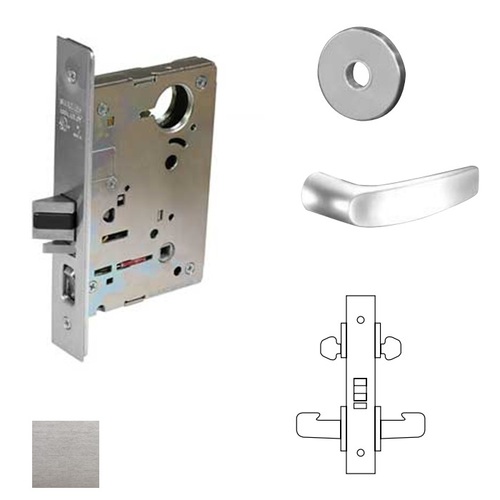 8200 Series 8216 Apartment/Exit/Public Toliet Lockset Less Cylinder Satin Chrome