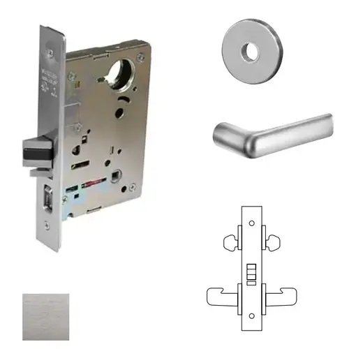 8200 Series 8216 Apartment/Exit/Public Toliet Lockset Less Cylinder Satin Chrome