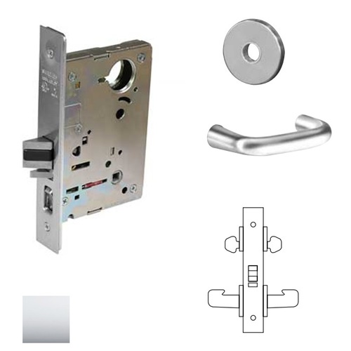 8200 Series 8216 Apartment/Exit/Public Toliet Lockset Less Cylinder Bright Polished Chrome