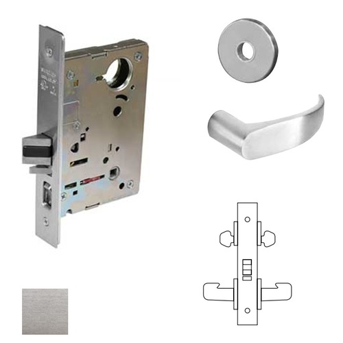 8200 Series 8216 Apartment/Exit/Public Toliet Lockset Less Cylinder Satin Chrome