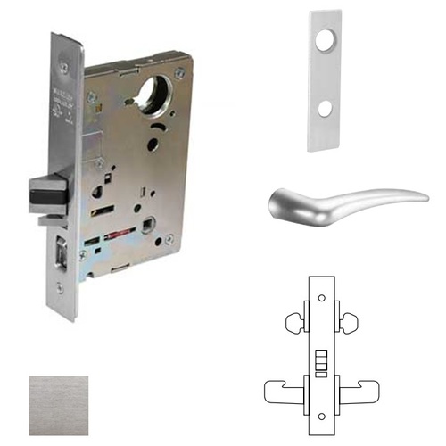 8200 Series 8216 Apartment/Exit/Public Toliet Lockset Less Cylinder Satin Chrome