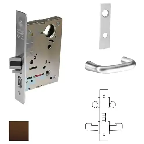 8200 Series 8216 Apartment/Exit/Public Toliet Lockset Less Cylinder Oil Rubbed Dark Bronze