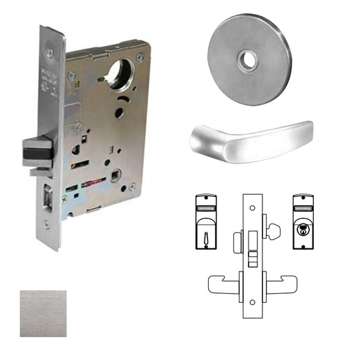 8200 Series 8224 Room Door Lockset Less Cylinder Satin Chrome