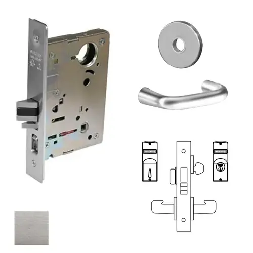 8200 Series 8224 Room Door Lockset Less Cylinder Satin Chrome