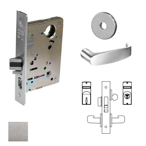 8200 Series 8224 Room Door Lockset Less Cylinder Satin Chrome