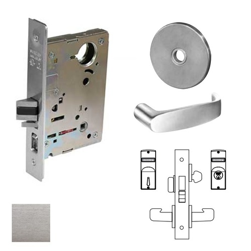 8200 Series 8225 Dormitory/Exit Lockset Less Cylinder Satin Chrome