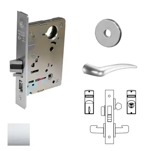 8200 Series 8225 Dormitory/Exit Lockset Less Cylinder Bright Polished Chrome