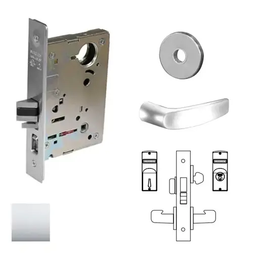 8200 Series 8225 Dormitory/Exit Lockset Less Cylinder Bright Polished Chrome