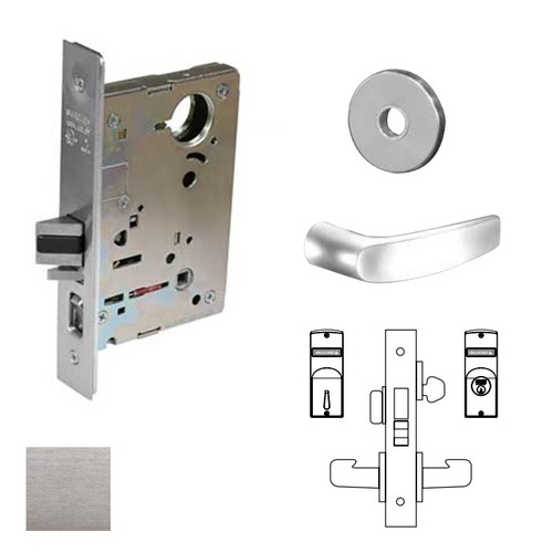 8200 Series 8225 Dormitory/Exit Lockset Less Cylinder Satin Chrome