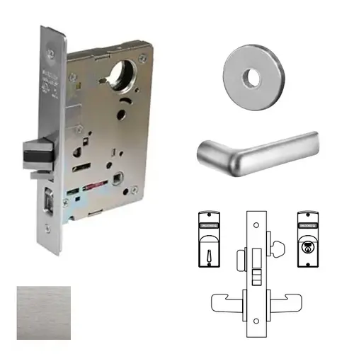 8200 Series 8225 Dormitory/Exit Lockset Less Cylinder Satin Chrome