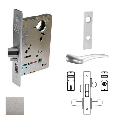 8200 Series 8225 Dormitory/Exit Lockset Less Cylinder Satin Chrome