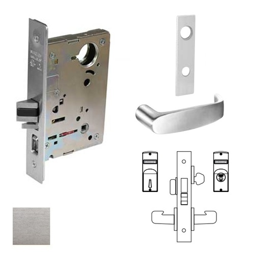 8200 Series 8225 Dormitory/Exit Lockset Less Cylinder Satin Chrome