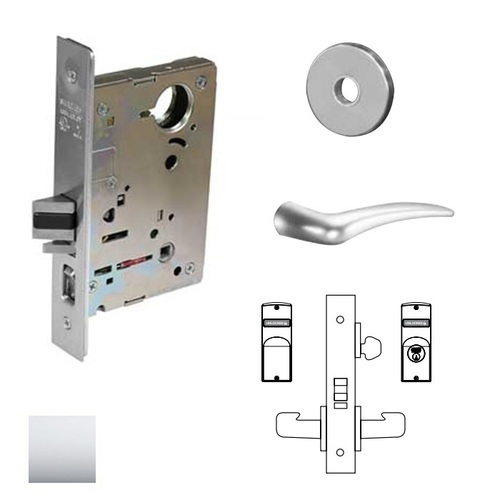 8200 Series 8237 Classroom Lockset Less Cylinder Bright Polished Chrome