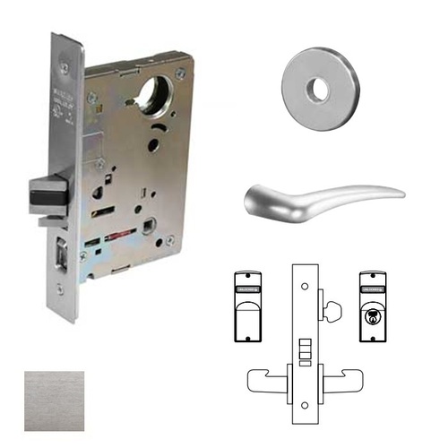 8200 Series 8237 Classroom Lockset Less Cylinder Satin Chrome