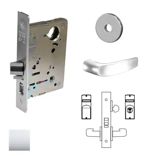 8200 Series 8237 Classroom Lockset Less Cylinder Bright Polished Chrome