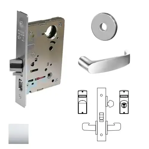 8200 Series 8237 Classroom Lockset Less Cylinder Bright Polished Chrome