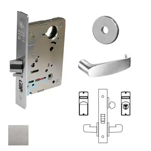 8200 Series 8237 Classroom Lockset Less Cylinder Satin Chrome