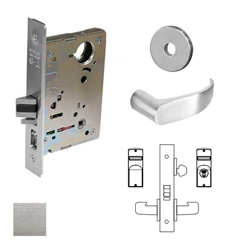 8200 Series 8237 Classroom Lockset Less Cylinder Satin Chrome